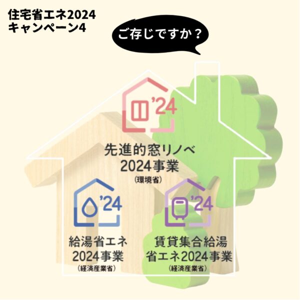 住宅省エネ2024キャンペーン、先進的窓リノベ2024事業、給湯省エネ2024事業、賃貸集合給湯省エネ2024事業