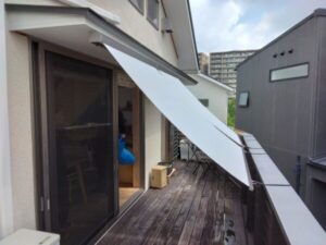 スタイルシェード、日よけ、対策、日射、遮蔽、バルコニー、デッキ、２階リビング、屋外家具、
